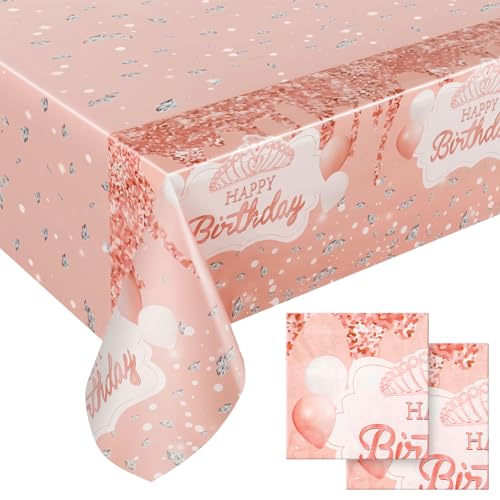 SEPGLITTER 2 Stück Tischdecke Geburtstag Rose Gold, Einweg Tischdecke Geburtstag Mädchen, Tischdecke Kindergeburtstag für Geburtstagsparty Deko Mädchen (137 x 274cm) von SEPGLITTER