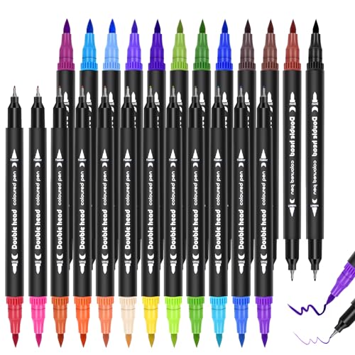 SEPVEL 24 Farben Filzstifte Set, Dual Tip Brush Marker mit Aquarellstifte für Bullet Journal,Kalligraphie stifte,Malstifte,Filzstifte Für Kinder und Erwachsene von SEPVEL