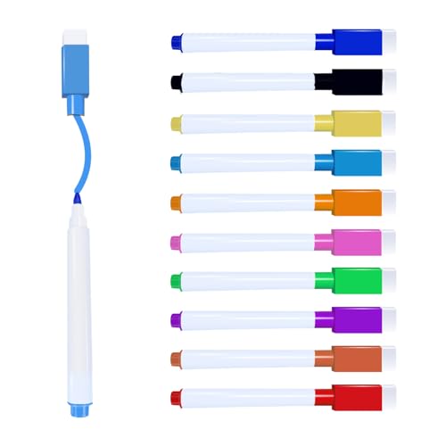 Whiteboard Marker, 10 Farbe Magnetische Whiteboard Stifte und Kreidestifte für Fenster, Radiergummi Set Fine Tip folienstift abwischbar Mit Dry Wipe Markers Whiteboard Marker, 10 Farbe Magnetische Whiteboard Stifte und Kreidestifte für Fenster, Radiergummi Set Fine Tip folienstift abwischbar Mit Dry Wipe Markers von SEPVEL