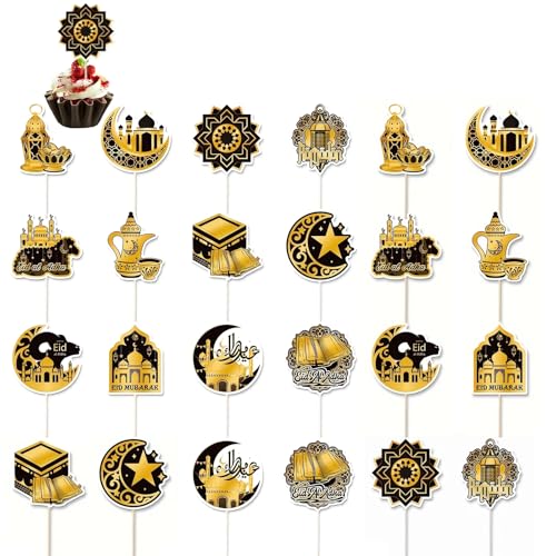 Atemberaubende Hajj Mubarak Deko – Eid Mubarak Dekoration Set mit 24 Stück Kuchen Topper – Islam Deko für Ramadan Festival Atemberaubende Hajj Mubarak Deko – Eid Mubarak Dekoration Set mit 24 Stück Kuchen Topper – Islam Deko für Ramadan Festival von SEPWGUMD