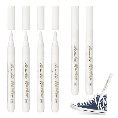 SERKABO Weißer Permanent Marker 6 PCS Acrylstifte Stift Wasserfest Marker White Markers für Holz, Metall Glas Stoff Steine Bemalen Schwarzes Papier SERKABO Weißer Permanent Marker 6 PCS Acrylstifte Stift Wasserfest Marker White Markers für Holz, Metall Glas Stoff Steine Bemalen Schwarzes Papier von SERKABO