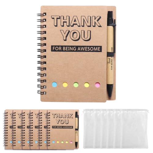 6 Sets Dankeschön-Geschenke für Frauen und Männer, Mitarbeiter-Wertschätzungsgeschenke mit Notizblock x 6 und Netztasche, 6 x Dankeschön-Lehrer, Abschlussgeschenke (A) von SERTAS