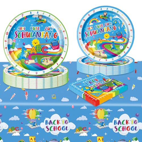 SERTAS 61 Teile Einschulung Partygeschirr Set , 20 Personen Einschulung Deko ZubehöR FüR Die Schule, Blau Abc Schulanfang Deko FüR Jungen Und MäDchen SERTAS 61 Teile Einschulung Partygeschirr Set , 20 Personen Einschulung Deko ZubehöR FüR Die Schule, Blau Abc Schulanfang Deko FüR Jungen Und MäDchen von SERTAS
