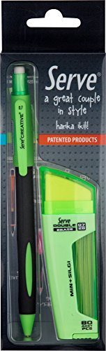 SERVE Double Radierer 0,7 Minenröhrchen und Radiergummi, kreativer Druckbleistift 0,7 mm, in Geschenkpackung (Grün/Apfelgrün) von SERVE