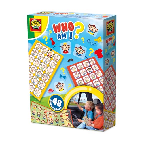 SES Creative 02406 Fenstersticker-Spiel für das Auto - Reisespiele - Unterwegs im Auto - 48 Sticker und 2 Spielbretter - Für Kinder ab 3 Jahren von SES Creative