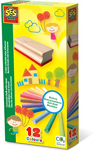 SES Creative | 12er Set Farbkreiden mit Radiergummi | Kreative Kinderspiele | 12 verschiedene Farben | Fördert die Vorstellungskraft | Staubfreie Kreiden | Nachhaltig | für Kinder ab 2 Jahren SES Creative | 12er Set Farbkreiden mit Radiergummi | Kreative Kinderspiele | 12 verschiedene Farben | Fördert die Vorstellungskraft | Staubfreie Kreiden | Nachhaltig | für Kinder ab 2 Jahren von SES Creative