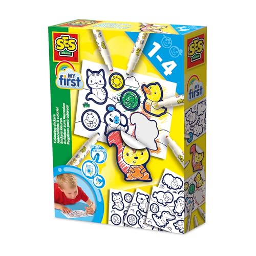 SES Creative 14475 Meine Ersten Ausmalsticker - Einfach zu bemalende Sticker mit dicken schwarzen Rändern - 26 Sticker gestalten - Für Kinder Ab 1 Jahr SES Creative 14475 Meine Ersten Ausmalsticker - Einfach zu bemalende Sticker mit dicken schwarzen Rändern - 26 Sticker gestalten - Für Kinder Ab 1 Jahr von SES Creative