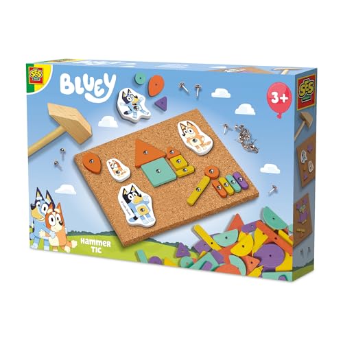SES Creative – Hämmerchen Tick mit Bluey – Hämmern und Klopfen – Bluey und ihre Freunde aus dem Fernsehen – Motorische Fähigkeiten fördern – mit Holzformen von SES Creative