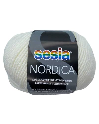 SESIA NORDICA Garn 50 g 125 m 100% extrafeine Merinowolle, einlaufsicher, Nadelstärke 4-4,5 (207 Creme) von Sesia