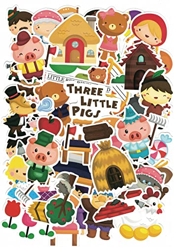 Top Sticker Set 45 Stück Märchen - Kleine Rotkäppchen 3 kleine Schweine, Hansel und Gretel, Jack und die Zauberbohne - Decals, Scrapbooking von SET PRODUCTS