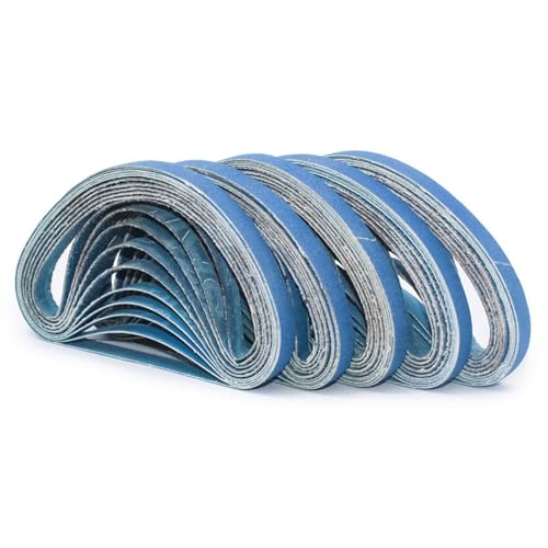 10 Stück Edelstahl-Zirkonkorund-Schleifband 330 x 10 mm, Körnung 40–400, pneumatische Bandmaschine, Winkelschleifer, Schleifen und Polieren, Schleifband aus Metalllegierung, 10 Stück, Körnung 320, von SETNGB