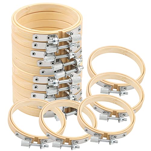 SEUNMUK 15 Stück 7,6 cm Bambus-Stickrahmen, Kreuzstich, Kreuzstich, Bambus-Reifen zum Basteln, Nähen und DIY-Projekt von SEUNMUK