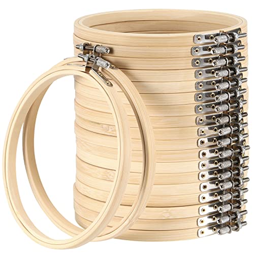 SEUNMUK 20 Stück 15,2 cm Stickrahmen, runder Holz-Bambus-Ring Spannrahmen, DIY-Zubehör für Kunst, Handwerk, handliches Nähen, Heimdekoration von SEUNMUK