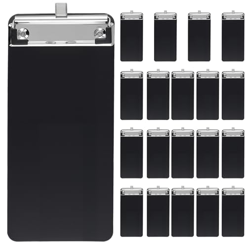 SEUNMUK 20 Stück 21,6 x 10,2 cm schwarze Kunststoff-Klemmbretter kleine Klemmbretter mit Stifthalter für Büro und Restaurant von SEUNMUK