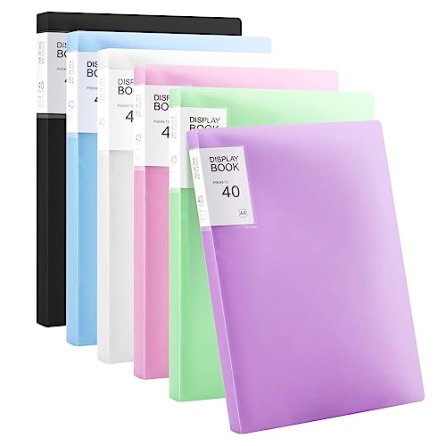 SEUNMUK 6 Stück A4 Sichtbuch, 40 Taschen, Präsentationsmappen mit Kunststoffhüllen, Präsentationsmappen, Projektmappe für Einzelpersonen, Büros (6 Farben) von SEUNMUK
