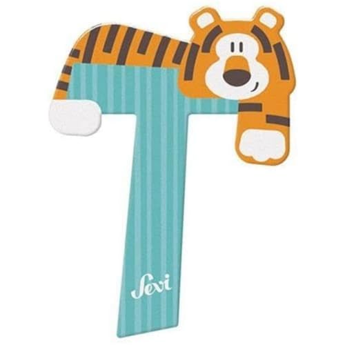 Sevi 83020 Tier Holzbuchstaben T Tiger ca. 10 cm, Türbuchstaben für Kinderzimmer, ABC Lernspielzeug aus Holz, pädagogisches Spielzeug für Kinder ab 3 Jahren, Buchstabe Tiere, Blau von Sevi