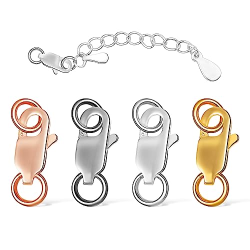 Armbänder-Klauenverschluss mit geschlossenen Binderingen, 4 Stück Halskettenverschlüsse und Verschlüsse, Armbandverschlüsse für Schmuckherstellung, Silberarmreifen von SEWACC