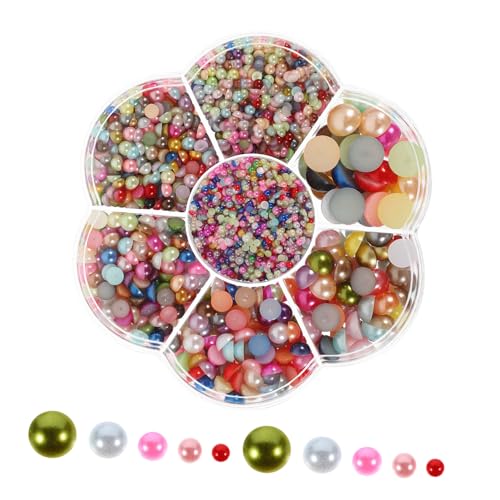 SEWACC 1 Karton Abs Halbperlen Flache Rückseite für DIY Haaraccessoires und Nagelkunst Leichte Schmuckdekoration Bunte Perlen für Kleidung Hochzeit Geburtstag und Bastelprojekte von SEWACC