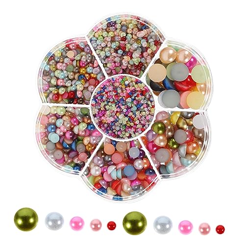 SEWACC 1 Karton Halbperlen für DIY Bastelprojekte Abs Flache Perlen für Nagelkunst Schmuckherstellung und Haarschmuck Bunten Farben für Kreative Dekorationen von SEWACC
