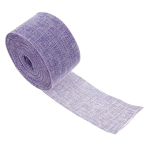 SEWACC 1 Rolle Gurtband Leinenimitat Dekorativ Regenbogen Denim Party Farbige Stoffstreifen Hochzeit Bast Verpackung Sackleinen Natürlich Gestreifte Dekoration von SEWACC