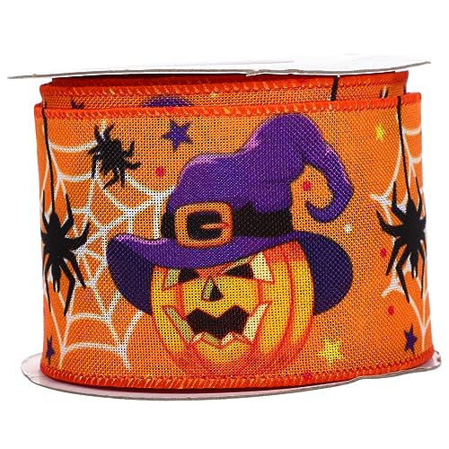 SEWACC 1 Rolle Halloween Dekorationsband mit Drahtkante Ribbon für Diy Bastelprojekte Geschenkverpackungen und Halloween Dekorationen SEWACC 1 Rolle Halloween Dekorationsband mit Drahtkante Ribbon für Diy Bastelprojekte Geschenkverpackungen und Halloween Dekorationen von SEWACC