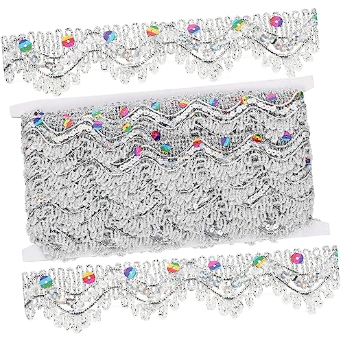 SEWACC 1 Rolle Kostümborte mit Bunten Quasten Schneiderbedarf für Kreative DIY Projekte Vielseitig Einsetzbare Schneidbare Pailletten Silber für Kleidung Accessoires und Bastelarbeiten von SEWACC