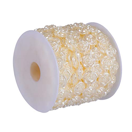 SEWACC 1 Rolle Rosenrolle Künstlich Jute Pflanzen Nähen Anordnung Dekorationen Hochzeit Für Kanten Blumen Stoffe Falten- Pfingstrosen Kette Girlande Trimmt Plastik Beige von SEWACC