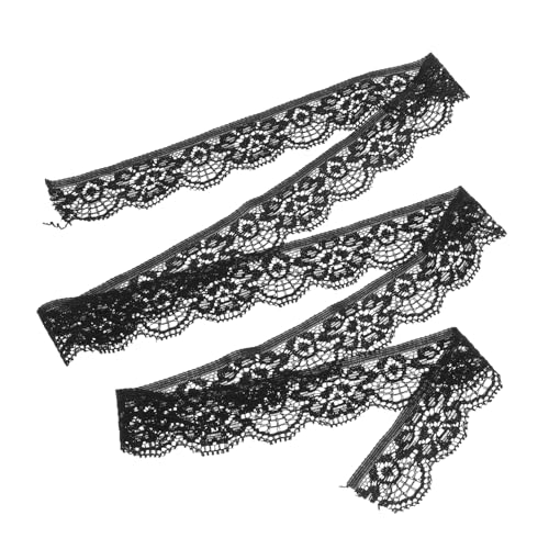 SEWACC 1 Rolle Spitze Baumwollhäkeln Elastisches Blumenband Elastisches Stoff Blumenhäkchen Stoff Brautwatte Elastisches Häkelband Blumenwatte Elastisches Stoffband Nylon Schwarz von SEWACC