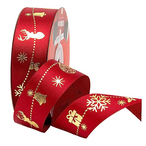 SEWACC 1 Rolle Weihnachtliches Geschenkband Yards Dekoratives Bastelband Hochwertigem Polyester Vielseitig Einsetzbar für Weihnachtsverpackungen und Kreative Diy Projekte von SEWACC