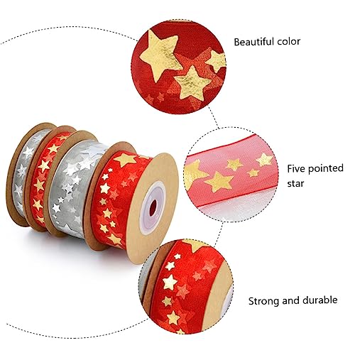SEWACC 1 Rolle Weihnachtsgurte Goldenes Organza-Weihnachtsband glänzend Schleife für christmas ribbon stoffband weihnachten Feiertagsbänder dekoratives weihnachtsband Polyester rot von SEWACC