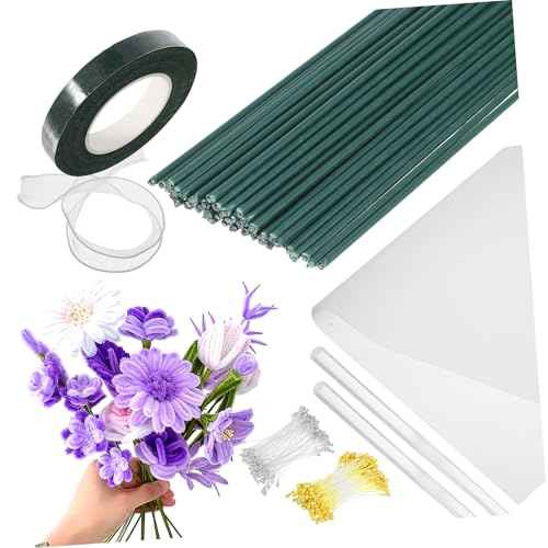 SEWACC 1 Satz Bastelbedarf für Blumenarrangements Zubehör für Blumenstraußgestaltung mit Band Geschenkpapier und Klebeband von SEWACC