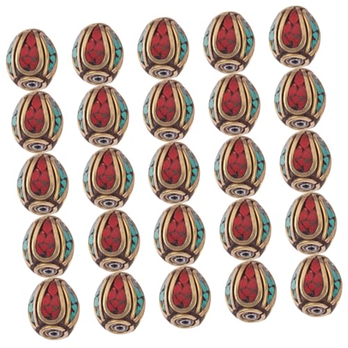 SEWACC 1 Satz Buddha Spacer Perlen Messing Mit Türkis Handgefertigte Nepalische Schmuckperlen Für Diy Armbänder Und Geeignet Für Buddhistische Aktivitäten Und Basteln 20 Stück von SEWACC