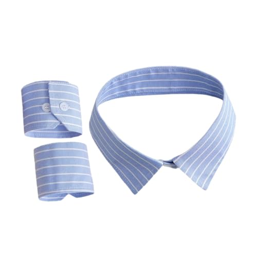 SEWACC 1 Satz Detachable Kragen und Ärmelset für Herren und Damen Eleganter Blauer Streifenlook für Formelle Anlässe Atmungsaktiver Baumwolle für Meetings und SEWACC 1 Satz Detachable Kragen und Ärmelset für Herren und Damen Eleganter Blauer Streifenlook für Formelle Anlässe Atmungsaktiver Baumwolle für Meetings und von SEWACC