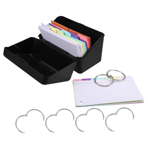 SEWACC 1 Satz Karteikarten Organizer Set Schwarz Linienscheiben für Notizen Vielseitig Einsetzbar im Büro zu Hause Schule Praktische Aufbewahrungsbox mit Farbigen Indexkarten für SEWACC 1 Satz Karteikarten Organizer Set Schwarz Linienscheiben für Notizen Vielseitig Einsetzbar im Büro zu Hause Schule Praktische Aufbewahrungsbox mit Farbigen Indexkarten für von SEWACC