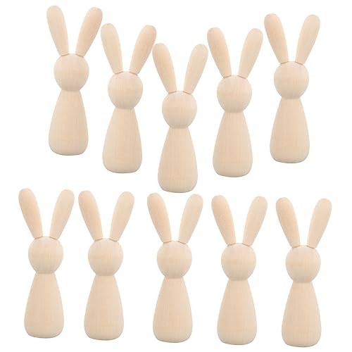 SEWACC 1 Satz Teiliges Unbemalte Holz Puppen Zum Bemalen Diy Kaninchenfiguren Für Kreative Dekoration Und Handwerk Für Bastelprojekte Und Spielzeuggestaltung 10 Stück von SEWACC