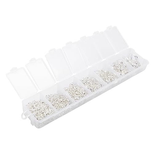 SEWACC 1 Schachtel DIY Schmuckzubehör Set Silberne Verbindungsringe und Schlüsselringe für Schmuckherstellung für Armbänder und Ohrringe Praktischer Aufbewahrungsbox von SEWACC