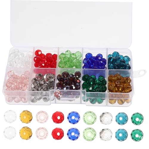 SEWACC 1 Schachtel Facettierte Glasperlen Bunte Glas Rondelle Perlen im Fach Sortierkasten Transparente Schmuck Spacer Beads zum Auffädeln für DIY Basteln und Armbandherstellung SEWACC 1 Schachtel Facettierte Glasperlen Bunte Glas Rondelle Perlen im Fach Sortierkasten Transparente Schmuck Spacer Beads zum Auffädeln für DIY Basteln und Armbandherstellung von SEWACC