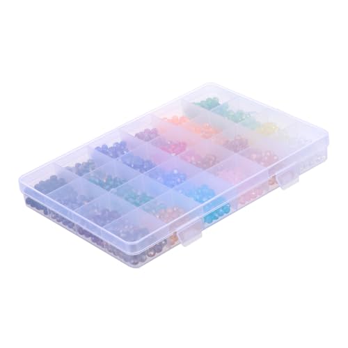 SEWACC 1 Schachtel Facettierte Kristallperlen Sortiert mit Aufbewahrungsbox für Schmuckherstellung DIY Armband Halskette Ohrringe Perlen Basteln Zubehör von SEWACC