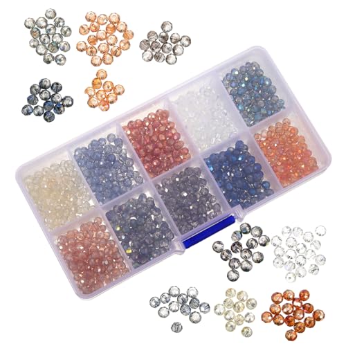 SEWACC 1 Schachtel Facettierte Runde Glasperlen mit Klaren DIY Perlen für Armbandherstellung Schmuckbasteln Vielseitige Langlebige Glasperlen Auffädeln von SEWACC