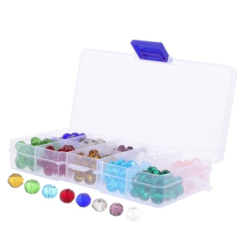 SEWACC 1 Schachtel Fächer Aufbewahrungsbox mit Flachen Kristall Spacer Perlen Bunte Glasperlen zum Auffädeln für DIY Schmuckherstellung von Armbändern Halsketten Ohrringen und SEWACC 1 Schachtel Fächer Aufbewahrungsbox mit Flachen Kristall Spacer Perlen Bunte Glasperlen zum Auffädeln für DIY Schmuckherstellung von Armbändern Halsketten Ohrringen und von SEWACC