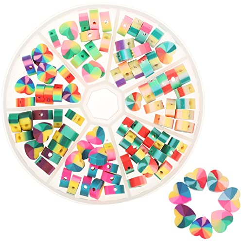 SEWACC 1 Schachtel Farben Polymer Herz Spacer Perlen ca Weiche DIY Bastelperlen für Schmuckherstellung für Halsketten Armbänder und Ohrringe Romantische Herzform Langlebig und Farbecht von SEWACC