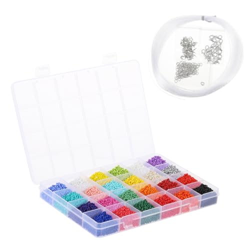 SEWACC 1 Schachtel Glasperlen Lattice Spacer Perlen Bunte Lose Bastelperlen Schmuckperlen DIY Zubehör für Armbänder und Schmuckherstellung von SEWACC