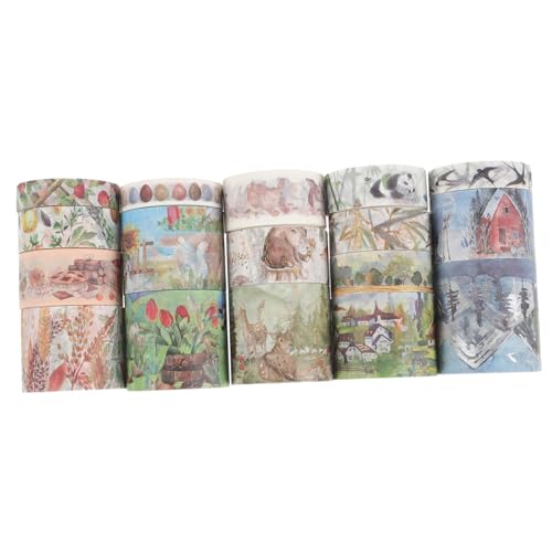 SEWACC 1 Schachtel Vintage Washi Tape Breit mit Zarten Mustern DIY Scrapbooking Klebeband für Journaling Planer Notizbuch Dekoratives Klebeband für Kreative Bastelprojekte von SEWACC
