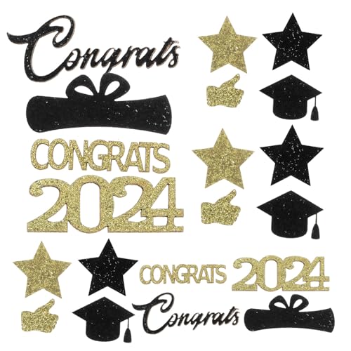 SEWACC 1 Tüte Abschluss-Konfetti 2024 Glückwunsch Absolventen-Tisch-Streukonfetti Klasse Von 2024 Anhänger Ausschnitte Abschluss-Tischaufsätze Absolventen-Partyzubehör Golden von SEWACC