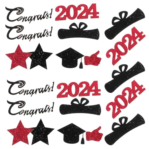 SEWACC 1 Tüte Abschluss-Konfetti 2024 Glückwunsch Absolvententisch-Streukonfetti Klasse Von 2024 Tags Ausschnitte Abschluss-Tischaufsätze Absolventen-Partyzubehör Rot von SEWACC