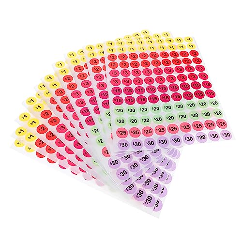 SEWACC 10 Blatt Farbige Runde Preisschild Aufkleber Selbstklebend Kreative Verkaufspreis Etiketten für Einzelhandel Kleine Unternehmen Supermarkt Preiskennzeichnung von SEWACC