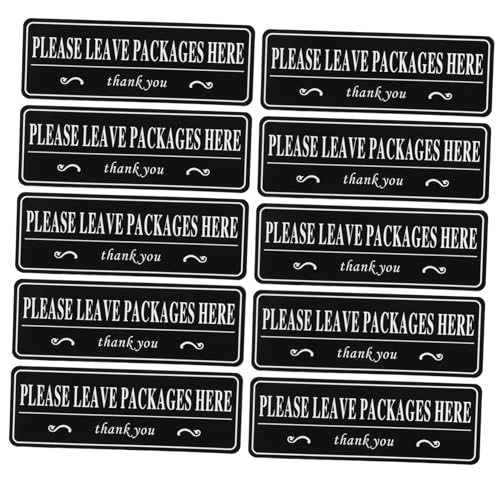 SEWACC 10 Blatt Paketablage Aufkleber Selbstklebendes Vinylschild für Tür Wasserfestes Design Klare Anweisung Bitte Ablegen für Zuhause und Büro von SEWACC