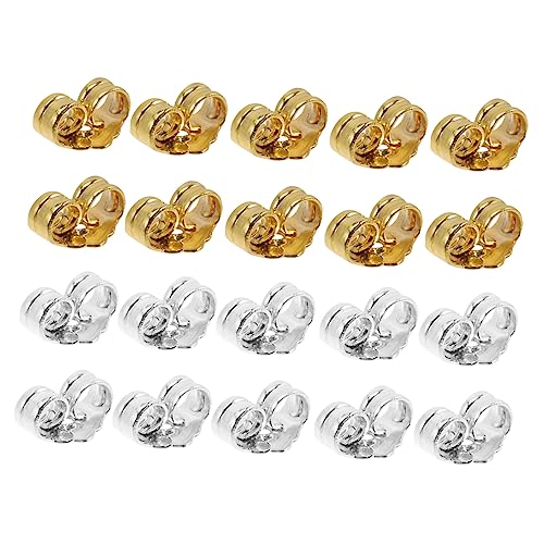 SEWACC 10 Paare Silber Ohrstecker Verschluss Schraubverschluss Ohrstopper Gold und Weißgold Langlebige Verlust Ohrring Rücken für Frauen Robust und Hautfreundlich von SEWACC