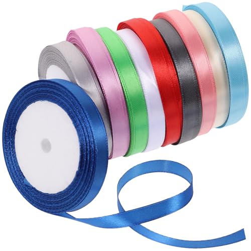 SEWACC 10 Rollen DIY Bastelband Satin Geschenkband Pastellweiß Dekoration Hochzeitsbänder Goldband Zum Basteln Band Für Blumenstrauß Verpackung Basteln Basteln Band Polyester von SEWACC