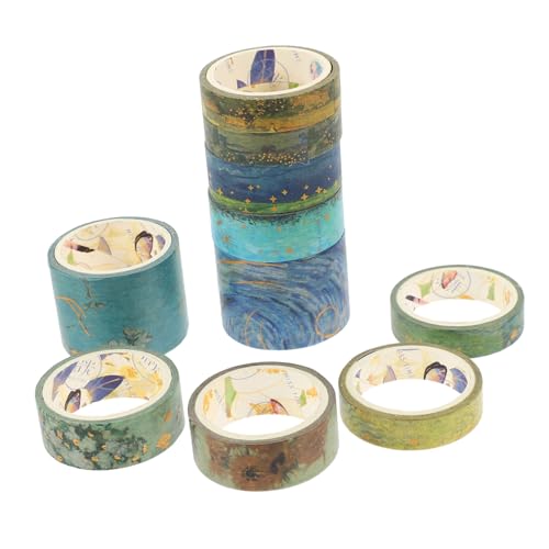 SEWACC 10 Rollen Vintage Gilding Washi Tape Dekoratives Scrapbooking Klebeband mit Geometrischen Mustern Vielseitiges DIY Bastelband für Planer Journale Geschenkdekoration Geruchsfreies von SEWACC